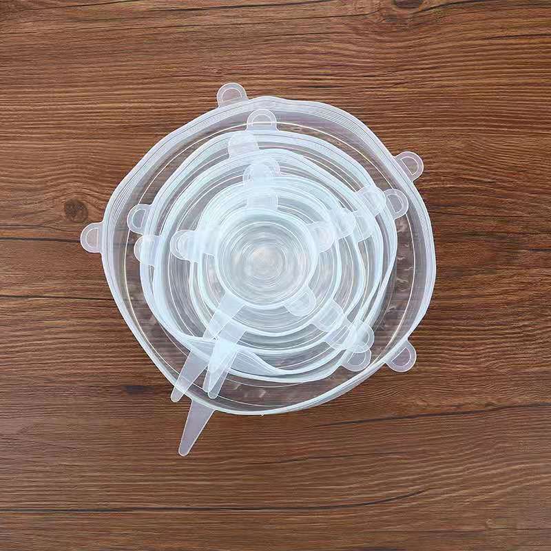 6Pcs Food Silicone Cover Fresh-keeping Dish Stretchy Lid Cap Reusable Wrap Organization