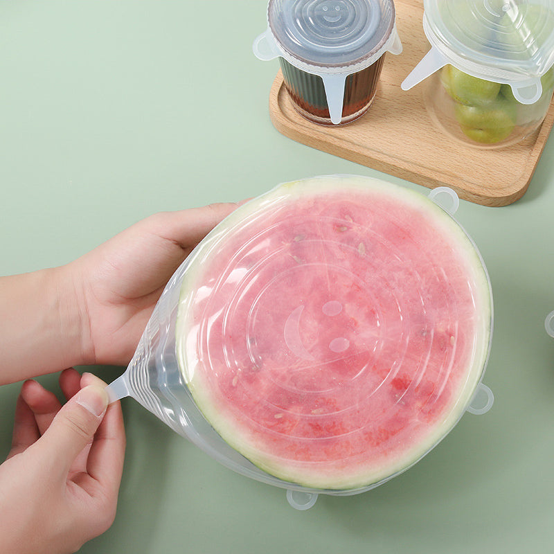 6Pcs Food Silicone Cover Fresh-keeping Dish Stretchy Lid Cap Reusable Wrap Organization